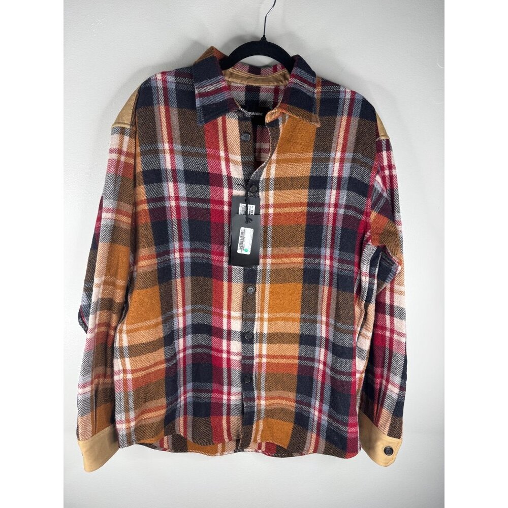 DSQUARED2 Timberman Check Pattern Shirt Wool Blend Button Up Men's Large IT 50 - Picture 3 of 7